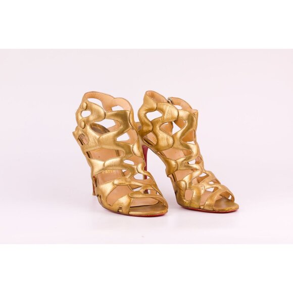 Christian Louboutin Heels Gold Gladiator Strappy - Picture 4 of 6
